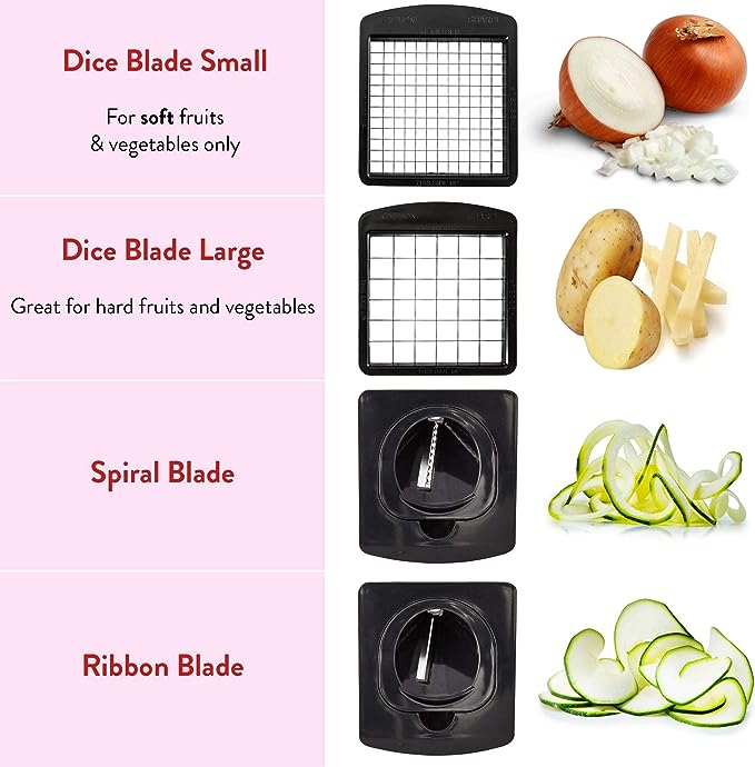 Fullstar Vegetable Chopper - Spiralizer Vegetable Slicer - Onion Chopper  with Container - Pro Food Chopper - Slicer Dicer Cutter - (9 in 1, Black)